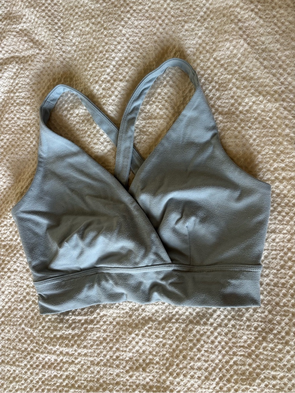 Light Blue Cross-Back Wrap sports Bra